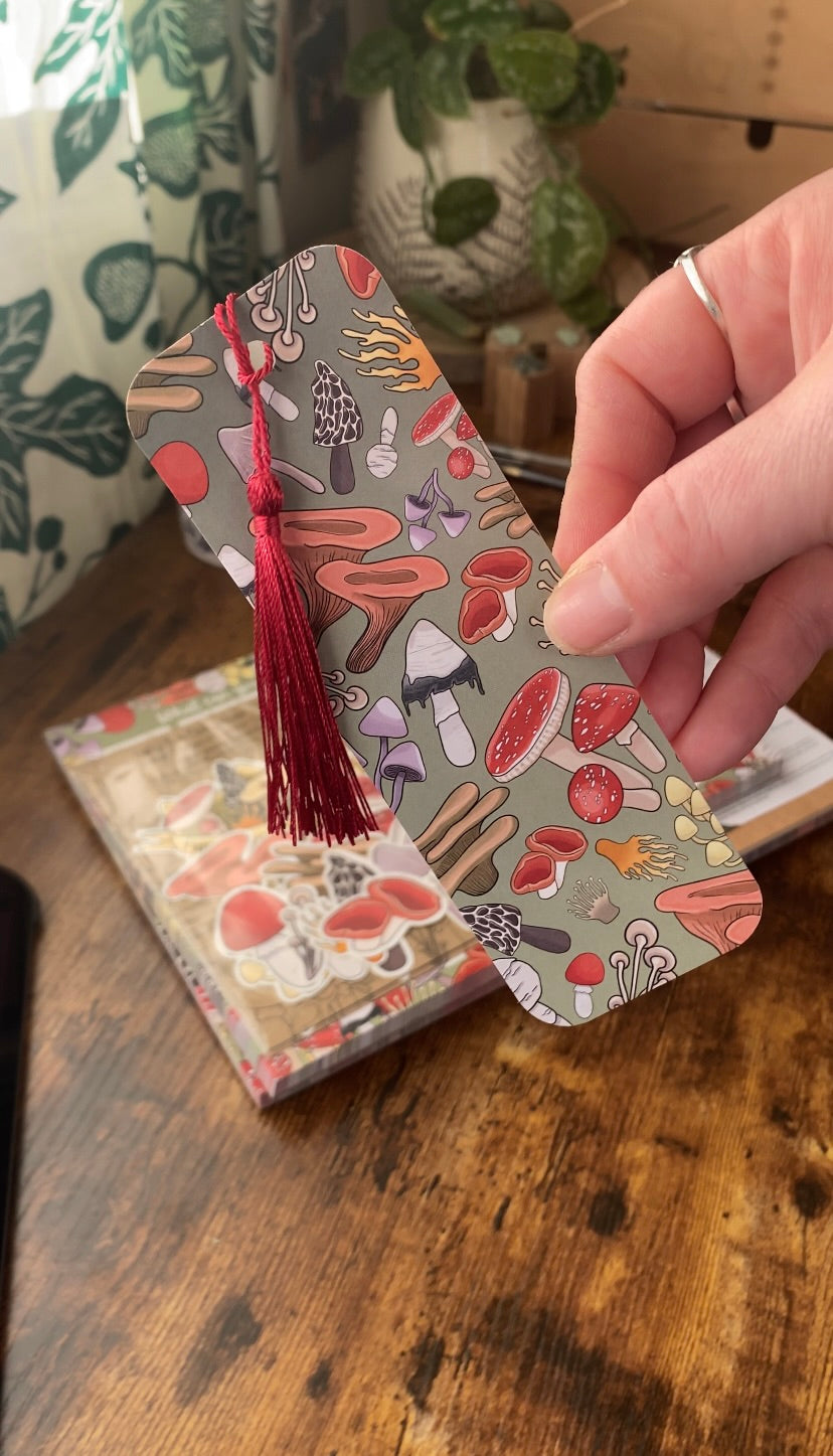 Mushroom tassel bookmark