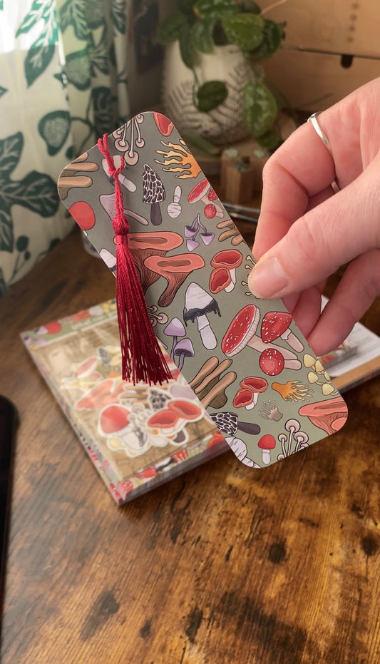 Mushroom tassel bookmark
